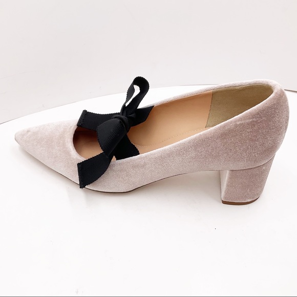 🆕{J.Crew} Avery Block Velvet Heels Bow - Picture 4 of 16